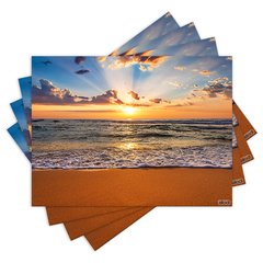 Jogo Americano com 4 peças - Pôr do Sol - Praia - Mar - 1611Jo