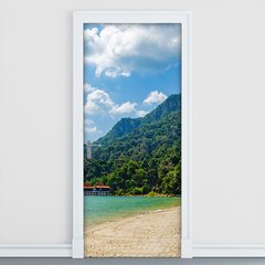Adesivo Decorativo de Porta - Montanha - Praia - 1620cnpt