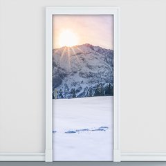 Adesivo Decorativo de Porta - Montanha - Neve - 1626cnpt