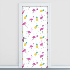 Adesivo Decorativo de Porta - Flamingos - 1628cnpt