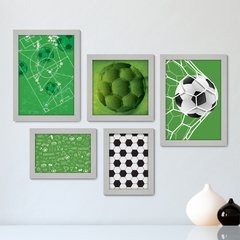 Kit Com 5 Quadros Decorativos - Futebol - Campo - Bola - Jogador - Esportes - 163kq01 - comprar online