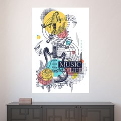 Painel Adesivo de Parede - Guitarra - Música - 1643pn