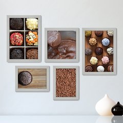 Kit Com 5 Quadros Decorativos - Doceria - Brigadeiros - Doces - Cozinha - 164kq01 - comprar online