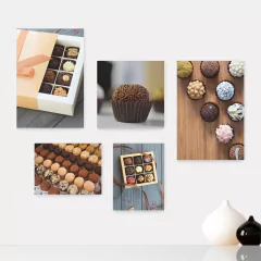 Kit 5 Placas Decorativas - Doceria - Brigadeiros - Doces - Cozinha Casa Quarto Sala - 165ktpl5