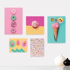 Kit 5 Placas Decorativas - Doceria - Doces - Cozinha Casa Quarto Sala - 166ktpl5