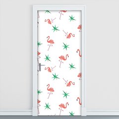 Adesivo Decorativo de Porta - Flamingos - 1689cnpt