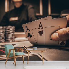 Papel de Parede Poker Salão de Jogos Cartas Sala Painel Adesivo - 168pc