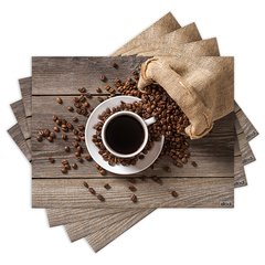Jogo Americano com 4 peças - Café - Coffee - Cafeteria - 1697Jo
