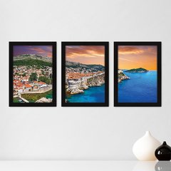 Kit Com 3 Quadros - Cidade Mar Paisagem - 170kq02p