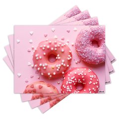 Jogo Americano com 4 peças - Donuts - Doces - Doceria - 1736Jo