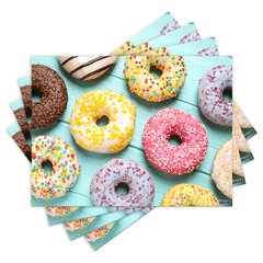 Jogo Americano com 4 peças - Donuts - Doces - Doceria - 1738Jo