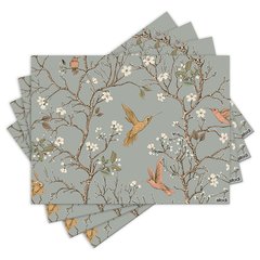 Jogo Americano com 4 peças - Floral - Flores - Pássaros - 1757Jo