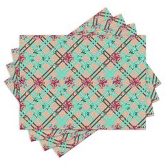 Jogo Americano com 4 peças - Geométrico - Flores - Floral - 1773Jo