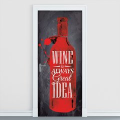 Adesivo Decorativo de Porta - Garrafa De Vinho - 178cnpt
