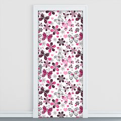 Adesivo Decorativo de Porta - Borboletas e Flores - 1793cnpt