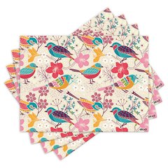 Jogo Americano com 4 peças - Floral - Pássaros - 1802Jo