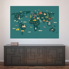 Painel Adesivo de Parede - Mapa Mundi - Mundo - 1818pn