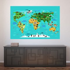 Painel Adesivo de Parede - Mapa Mundi - Mundo - Infantil - 1826pn