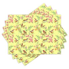 Jogo Americano com 4 peças - Floral - Passarinhos - Flores - 1827Jo