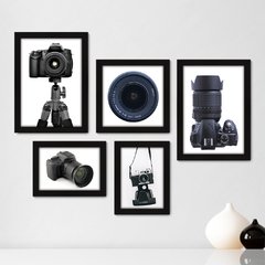 Kit Com 5 Quadros Decorativos - Fotografia - Máquina Fotográfica - 182kq01
