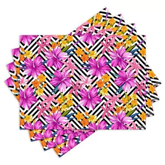 Jogo Americano com 4 peças - Floral - Tropical - Chevron - 1832Jo