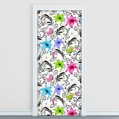 Adesivo Decorativo de Porta - Flores - 1846cnpt