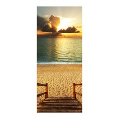 Adesivo Decorativo de Porta - Praia - Pôr do Sol - 185cnpt na internet