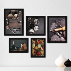 Kit Com 5 Quadros Decorativos - Cozinha - Utensílios de Cozinha - 186kq01