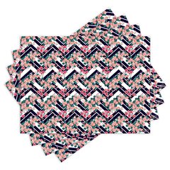 Jogo Americano com 4 peças - Flores - Chevron - 1899Jo