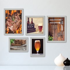 Kit Com 5 Quadros Decorativos - Churrasco - Churrasqueira - Espaço Gourmet - Cozinha - 192kq01 - comprar online