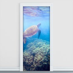 Adesivo Decorativo de Porta - Fundo do Mar - Tartaruga - 1947cnpt