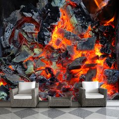 Papel de Parede Carvão Churrasco Brasa Sala Painel Adesivo - 194pc