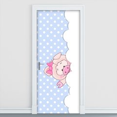 Adesivo Decorativo de Porta - Porquinha - Azul - 2026cnpt