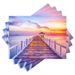 Jogo Americano com 4 peças - Pier - Natureza - Paisagem - Mar - 2028Jo