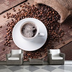 Papel de Parede Café Cafeteria Xícara Grãos Sala Painel Adesivo - 203pc