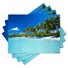 Jogo Americano com 4 peças - Praia - Natureza - Paisagem - 2048Jo
