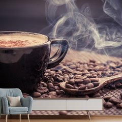 Papel de Parede Café Cafeteria Xícara Grãos Sala Painel Adesivo - 205pc
