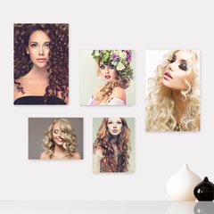 Kit 5 Placas Decorativas - Salão de Beleza - Cabelos - Unhas - Maquiagem Casa Quarto Sala - 206ktpl5