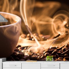Papel de Parede Café Cafeteria Xícara Grãos Sala Painel Adesivo - 206pc