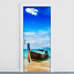 Adesivo Decorativo de Porta - Barco - Praia - 207cnpt