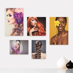 Kit 5 Placas Decorativas - Salão de Beleza - Cabelos - Unhas - Maquiagem -Casa Quarto Sala 210ktpl5