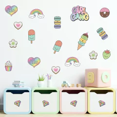 Adesivo de Parede Infantil Menina Quarto Teen Bebe Donuts - 214ir
