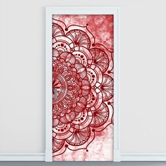 Adesivo Decorativo de Porta - Mandala Vermelha - 2161cnpt