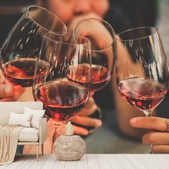 Papel de Parede Vinho Brinde Bebida Reunião Sala Painel Adesivo - 216pc