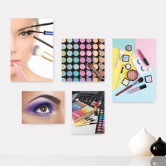 Kit 5 Placas Decorativas - Maquiagem - Salão de Beleza - Make Casa Quarto Sala - 217ktpl5