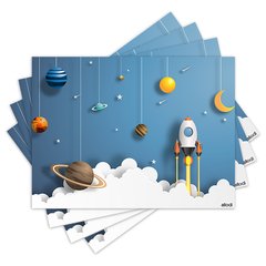 Jogo Americano com 4 peças - Foguete - Espaço - Infantil - 2196Jo