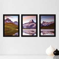 Kit Com 3 Quadros - Montanha Neve Paisagem - 221kq02p