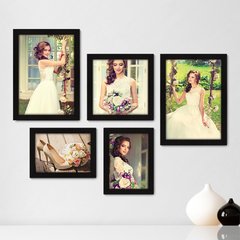Kit Com 5 Quadros Decorativos - Noiva - Salão de Beleza - 222kq01