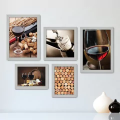 Kit Com 5 Quadros Decorativos - Vinho - Wine - Bebidas - 225kq01 - comprar online