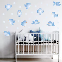 Adesivo de Parede Infantil Passarinhos Quarto Menino Bebe - 226ir